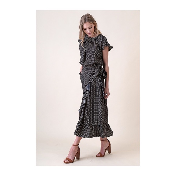 Polka Dot Skirt Set Black And Brown - Picture 3 of 3